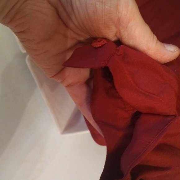 🎄10/$10    Red Ruffled 3/4 Sleeve Blouse S - Picture 5 of 7